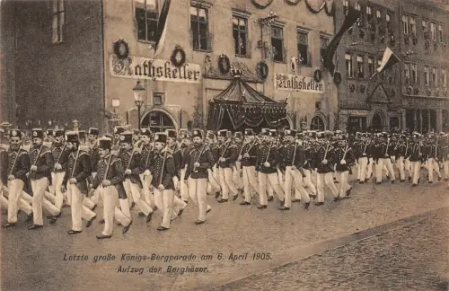 Freiberg Sachsen Ratskeller Königs - Bergparade Aufzug der Berghäuer AK 1905