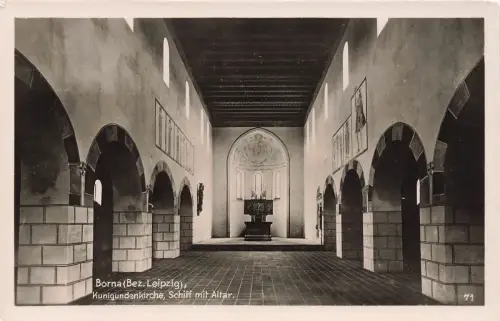 Schiff mit Altar Kunigundenkirche Borna bei Leipzig Sachsen Postkarte AK