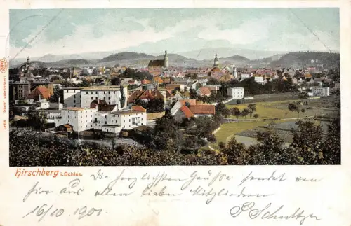 Hirschberg Schlesien Totalansicht Postkarte 1901