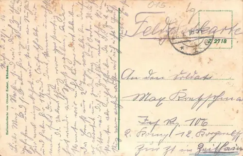 Riesa Rathaus und Klosterkirche Eingang zum Stadtpark Feldpostkarte AK 1916