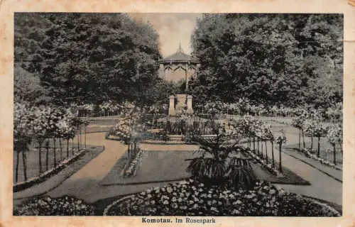 Komotau Im Rosenpark Postkarte AK 1943