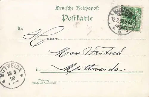 Hasselbach-Monument und Breiteweg Magdeburg Litho Sachsen-Anhalt AK 1899