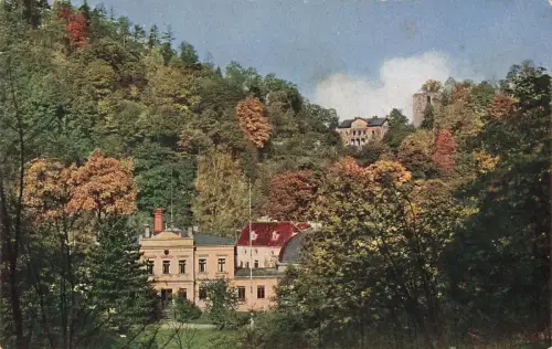 Stadtbad und Ruine in Tharandt Erzgebirge Sachsen Postkarte AK 1913