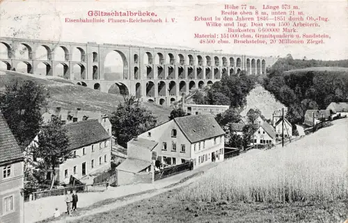 Göltzschtalbrücke Eisenbahnlinie Plauen-Reichenbach i. V. AK 1909