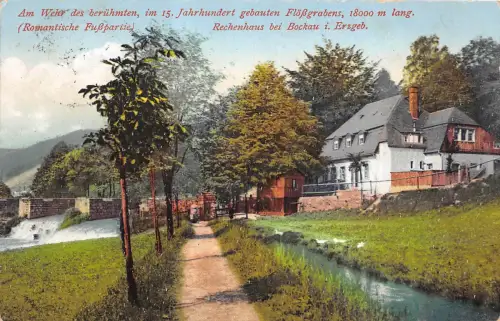Am Wehr Rechenhaus bei Bockau i. Erzgeb. Romantische Fusspartie AK 1928