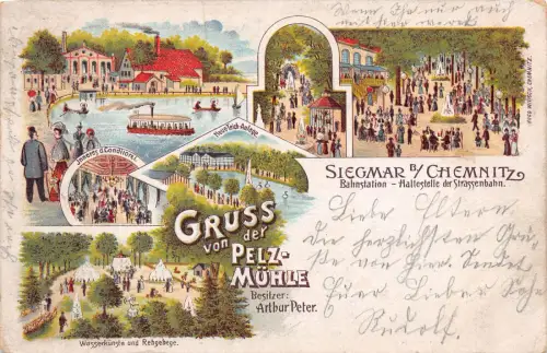 Siegmar bei Chemnitz Sachsen Bahnstation Haltestelle , Pelz - Mühle AK 1916