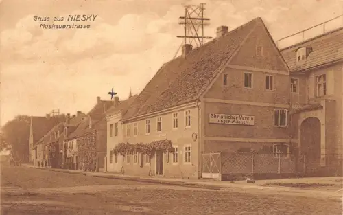 Niesky Sachsen Muskauerstrasse Postkarte 1928