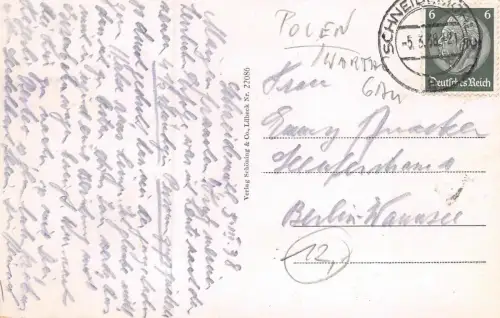 Polen Warthe Partie am Polizeipräsidium Postkarte AK 1938