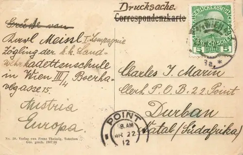 Schulplatz mit Sparkassa in Tetschen Böhmen Postkarte AK 1912