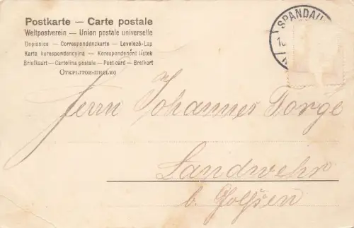 Berlin Spandau-Ruhleben Kaserne Postkarte AK 1904