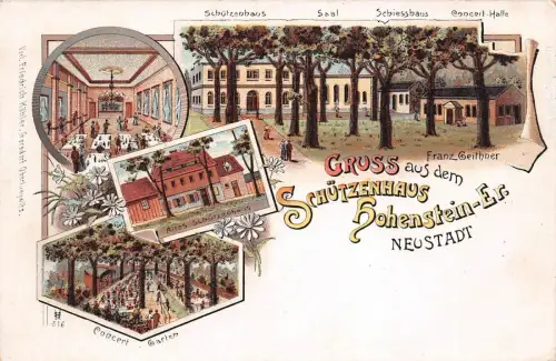 Gruss aus Schützenhaus Hohenstein-Ernstthal Neustadt Litho Postkarte