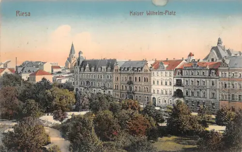 Kaiser Wilhelm-Platz Riesa Sachsen Postkarte AK 1916