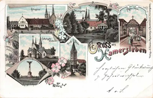 Gruss aus Hamersleben Litho Postkarte 1897