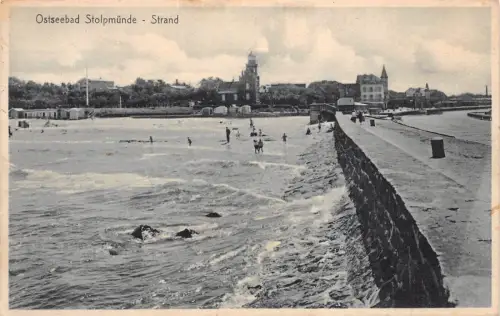 Ostseebad Stolpmünde Strand Postkarte AK 1930