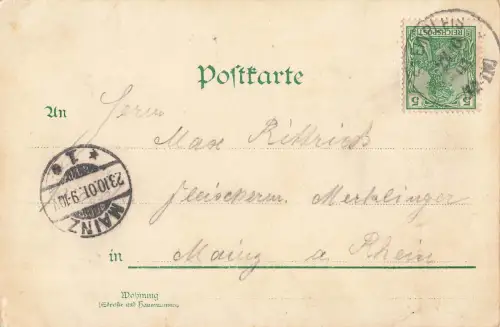 AK Glückschwein mit Trommel 1901