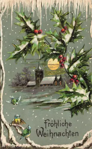 Fröhliche Weihnachten Ansicht Kirche Postkarte AK 1907