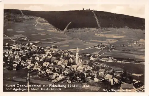 Kurort Oberwiesenthal mit Fichtelberg 1214 m ü. d. M. Postkarte AK 1942