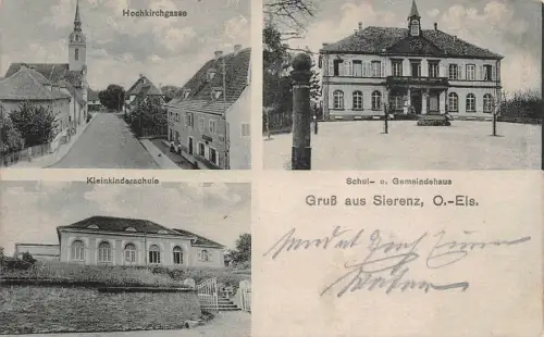 Gruss aus Sierenz O.-Els. Hochkirchgasse Kleinkinderschule Postkarte AK