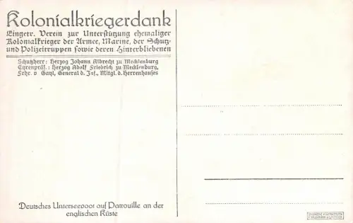 deutsches U-Boot auf Patrouille an der eng. Küste Patriotika Postkarte AK