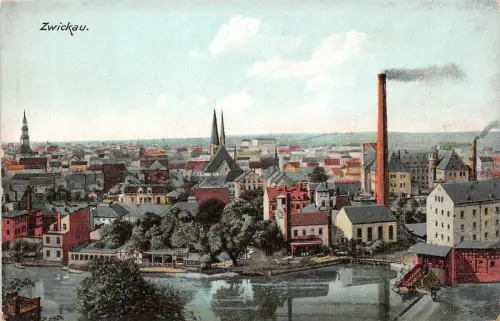 Zwickau Ansicht Panorama Kirche Postkarte AK