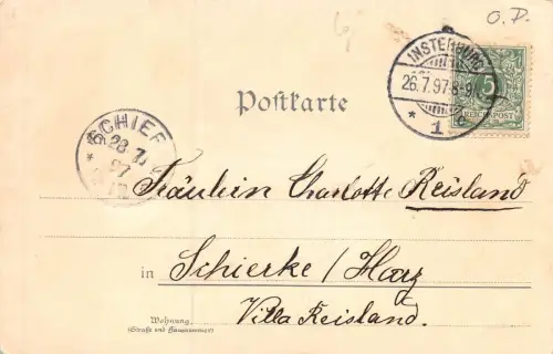 Gruss aus Insterburg (Tschernjachowsk) Alter Markt Ref. Kirche Postkarte AK 1897