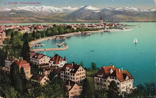 Partie am Bodensee Friedrichshafen Baden-Württemberg Postkarte AK