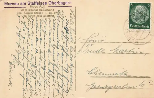 Murnau am Staffelsee Haus Auli Postkarte AK 1940