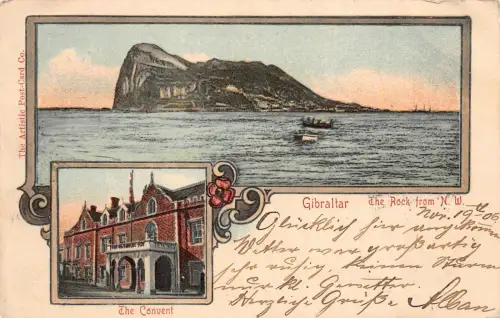 Gibraltar The Rock from N.W. The Convent Postkarte AK 1906