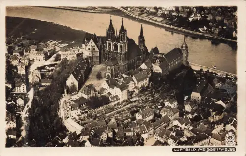 Luftbild von Meissen an der Elbe Sachsen Walter Hahn 5651 Postkarte AK 1930