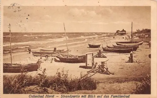 Ostseebad Horst Strandpartie mit Blick auf das Familienbad Postkarte AK
