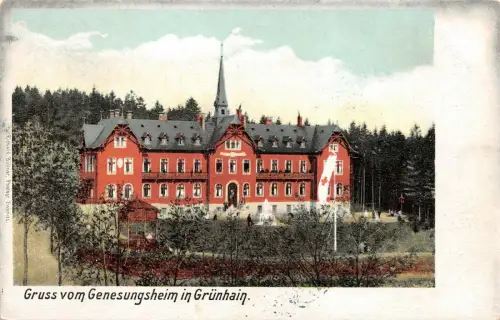 Gruss vom Genesungsheim in Grünhain Sachsen Postkarte AK 1906