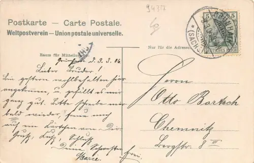Gruss vom Genesungsheim in Grünhain Sachsen Postkarte AK 1906