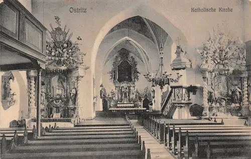 Ostritz Katholische Kirche Postkarte 1911