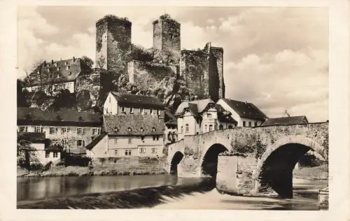 Ansicht Burg Runkel im Lahntal Runkel Hessen Postkarte AK