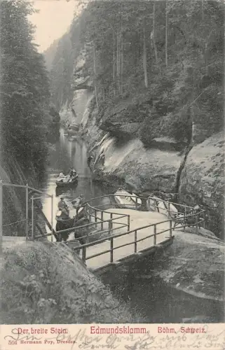 Edmundsklamm Der breite Stein Böhm. Schweiz Postkarte AK 1905