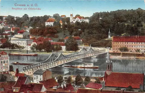 AK Crossen / Oder Berglehne mit Oderbrücke 1929