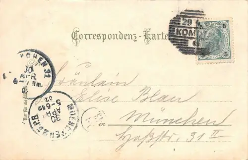 Komotau Marktplatz mit Infanterie Kaserne Blick vom Stadtturm Postkarte AK 1902