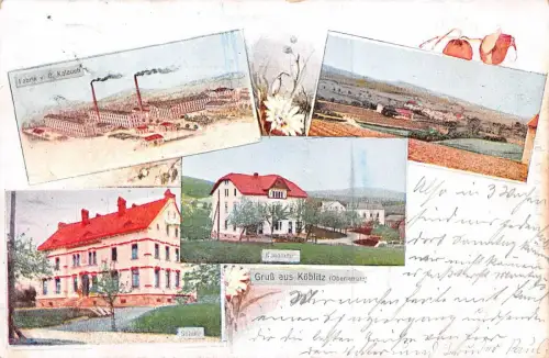 Gruß aus Köblitz (Oberlausitz) Fabrik v. C. Kaulauch Neubauten Postkarte AK 1905