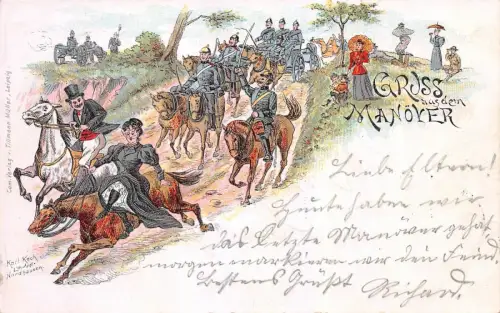 Gruss aus dem Manöver Patriotika Postkarte AK