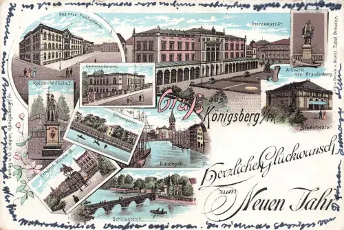 Gruß aus Königsberg Herzlichen Glückwunsch zum neuen Jahr Ostpreußen AK 1916