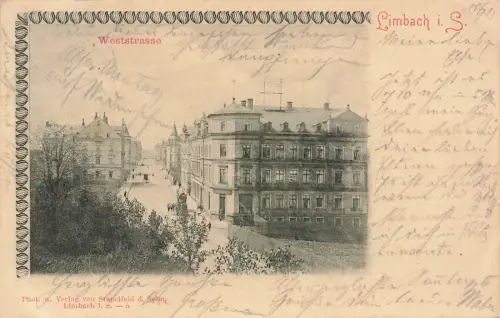 Weststraße in Limbach Sachsen Postkarte AK 1901