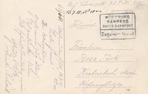 Stadtansicht mit Alte Mainbrücke in Würzburg Bayern Postkarte AK 1915