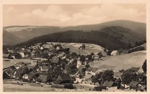 Blick auf Sosa im Erzgebirge Sachsen Postkarte AK