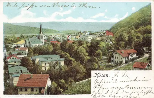 Blick auf Bad Kösen mit Kirche Sachsen-Anhalt Postkarte AK 1904
