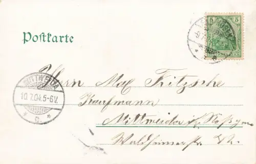 Blick auf Bad Kösen mit Kirche Sachsen-Anhalt Postkarte AK 1904