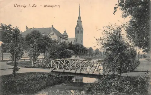 Wettinplatz Coswig Sachsen Postkarte AK 1916
