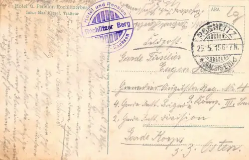 Rochlitzerberg mit Aussichtsturm von Rochlitz aus gesehen Feldpost AK 1915