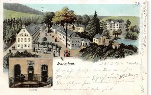Totalansicht Warmbad Wolkenstein Erzgebirge Sachsen Postkarte AK 1904