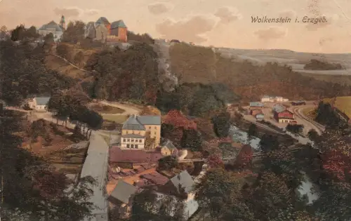 Totalansicht Wolkenstein Erzgebirge Sachsen Postkarte AK 1915