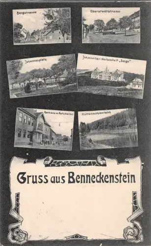 Gruss aus Beneckenstein Bergstrasse Johannesplatz Postkarte AK 1914
